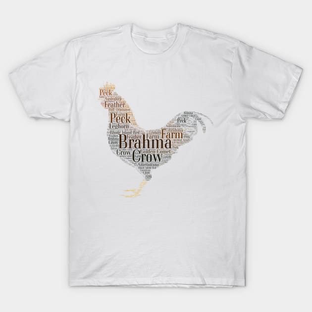 Rooster Word Cloud Original Art T-Shirt by ckandrus